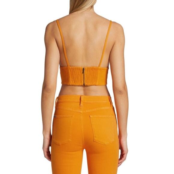 Alice + Olivia Tangerine Carli V-Neck Denim Crop Top size 2 (US XS ) - Picture 11 of 11